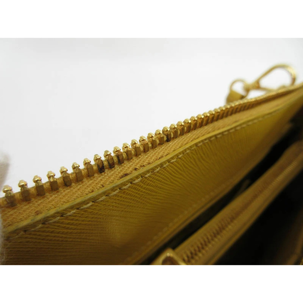 PRADA Bag Handbag Long Shoulder Crossbody Yellow Saffiano Leather - Picture 9 of 14